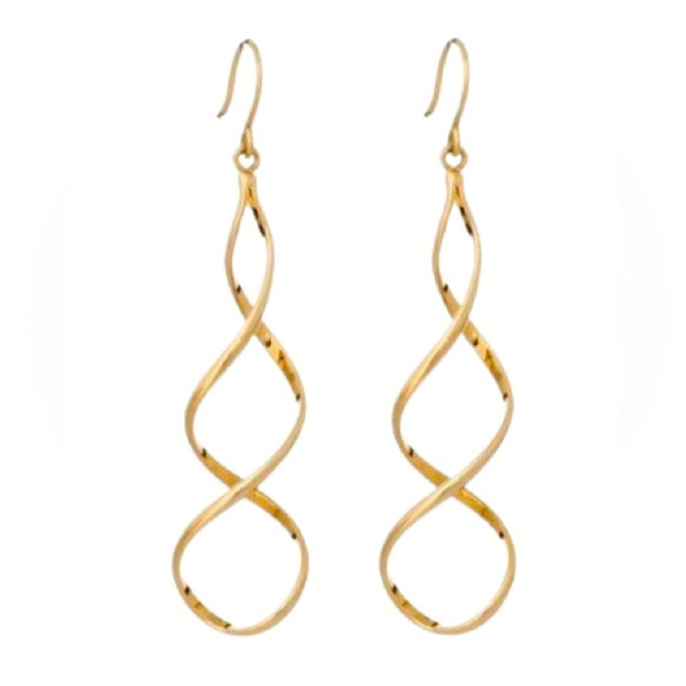 Helix Spiral Drop Earrings – Twisted Gold Tone Dangle